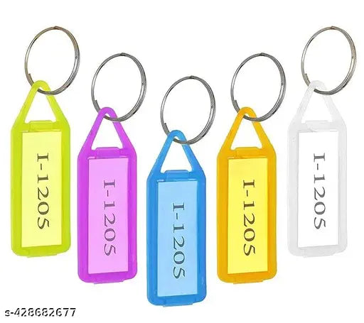 SHB Keychain 50Pcs With container Multicolor Keychain & Keyring with Name Tag Labels Plastic Multicolor Assorted Keychain with Two Side Id Label and Split Ring for Office, Home Key