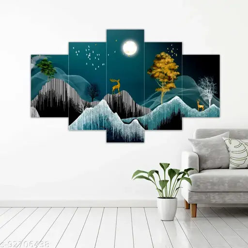 Set Of 5 Modern Art Wall Painting For Living Room /Modern art self adeshive Home decorative gift item , office , hotel MDF framed painting 18 x 30 inch