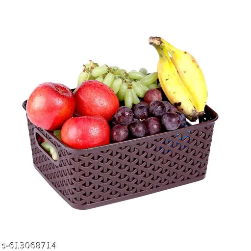 3 Pcs Plastic Storage Organizers Without Lid Strong Plastic Material & Side Grip for Home&Office Multipurpose Rectangular Shape Baskets For Fruits, Vegetables,Magazines,Cosmetics,Kitchen Tool