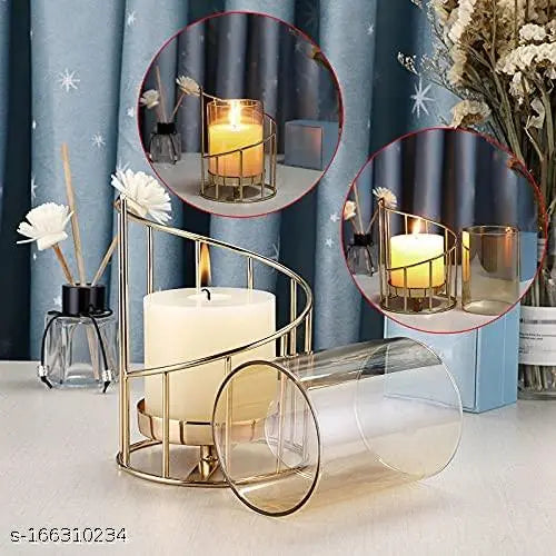Next In Metal Geometric Candle Holder Gold Pillar Candle Holder With Removable Glass Modern Candle Holder Decorative For Table