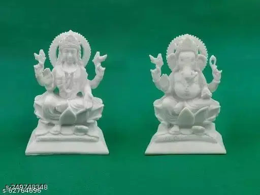 Laxmi Ganesha Idol Marble Murti For Puja Home Diwali Decoration Gifts Hindu Goddess Lakshmi Ganesh Idol Showpiece Statue for Home Pooja Room Temple Mandir Office
