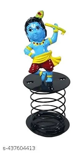 INDIACRAFT Dancing Krishna and Sitting Hanuman Fun Spring Idol for car dashboard Student Study Table Office Desk