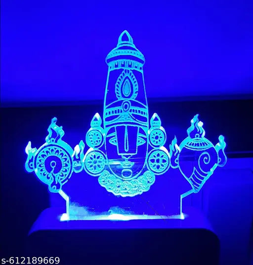 3D Illusion Acrylic Night Lamp, 7 Colors RGB Auto Colour Changing LED Plug and Play Night Light, Office Light, Best for Gift - Pack of 1