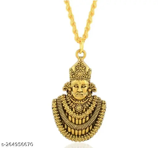 Oxidized Finish Khatu Shyam/Shyam Baba Pendant Chain Locket