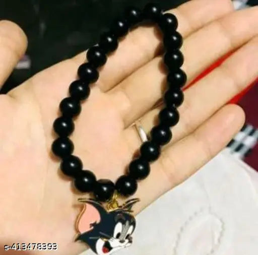 Tom & Jerry trendy stylish black stone glass couple bracelet for boy and girls and couple friendship bracelet boys and girls and women