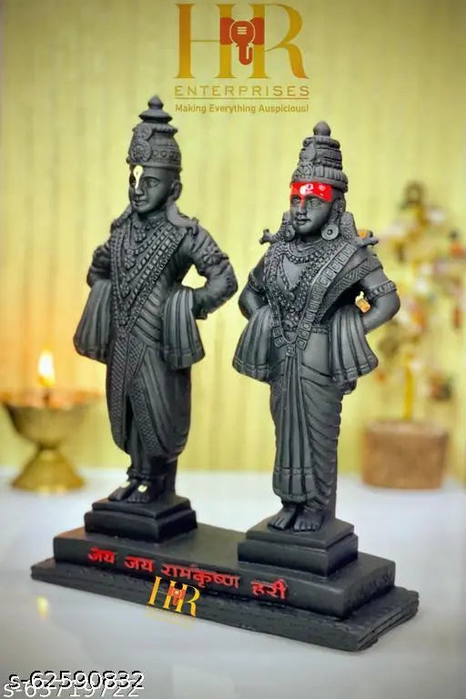 HR Enterprises (VR 501 Black) Vitthal Rukmini Statue,Vitthal Rukmani Stand,Idol of God Vitthal Rukmai,Statue for Home Decor,Gifting,Showpieces for Home.