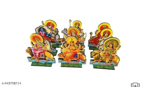 mata nav durga  nav ratrie 9 murtie wooden mdv  seand set GOOD Q