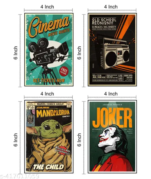 KARTMAPLE Vintage Poster | Vintage Wall Collage Kit Posters - (4x6 Inches A6 Size) Wall Decor Poster - Wall Art For Bedroom, Living room, Office, Pack of 12 Posters