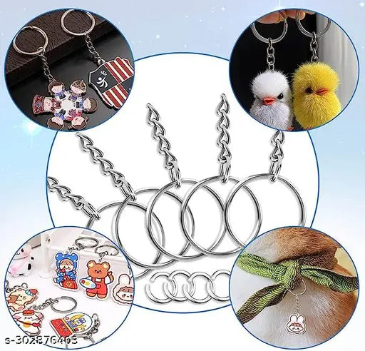 15 Pcs Keychains with Chain and 15 Pcs Jump Rings, Keychain Rings Kit Keychain Findings Bulk for Keychain