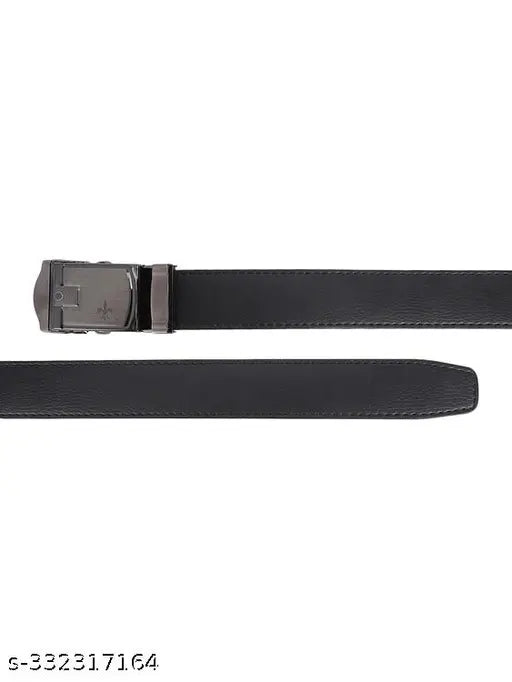 Sunshopping men's black auto lock buckle pu leather belt