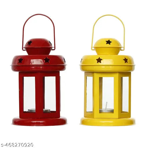 W&C - Metal Wall Hanging Lantern ( PACK OF 02 PCS )Tea Light Candle Holders - Home Decor and Gift for Diwali, Festival, Indoor, Outdoor Use !!! SHOP NOW !!!