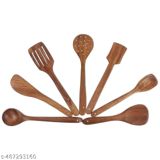 WOODEN SPOON SET OF 7  no  holder