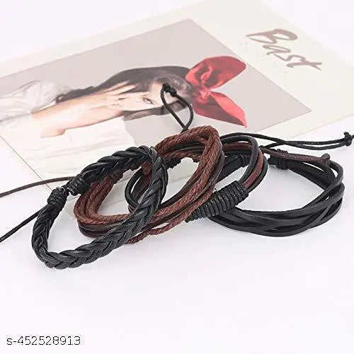 Black and Brown Bracelet for Men and Women I Set Of 4 Bracelet I Bracelet For Men