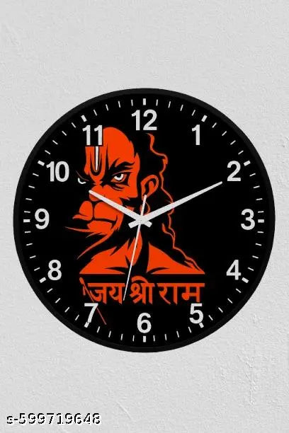 Hanuman Ji Wall Clock with जय श्री राम Design | Round Decorative Clock