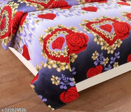 Glace-Cotton Bedsheet For Single/Double Bed With Pillow Cover