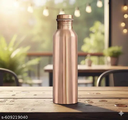 Pure Copper Water Bottle 1 Litre | Leak Proof Ayurvedic Plain Copper Bottle for Daily Use