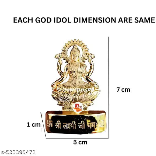 SANSKAARI Combo Set of 8 Beautiful God Idol (Durga ma , Ganesha ji , Lakshmi ma , Saraswati ma , Hanuman ji , Shiv ji , radha krishan ji , kali ma ) metal idol 11cm (gold )