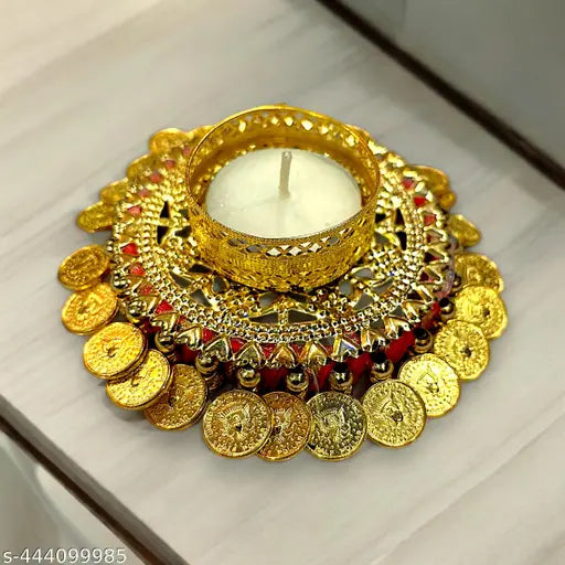 Designer Tea Light Candle Holder  Pack Of 2 Diwali Decor Ginni Diya - Pooja Candle Handmade Tea Candle
