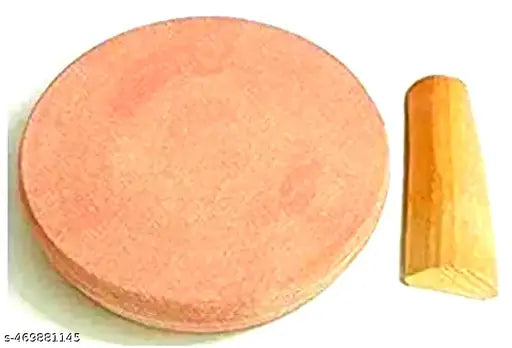 Red Rajasthan Stone Chakla for Chandan Rubbing with Original White chandan