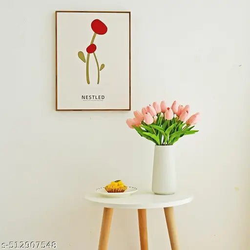 Mudmingle ( Pack Of 6 ) Artificial Light Pink Tulip Flowers | Real Touch Faux Tulip Bouquet for Home Décor, Weddings & Gifts | High-Quality Silk Tulips for Vase Arrangements