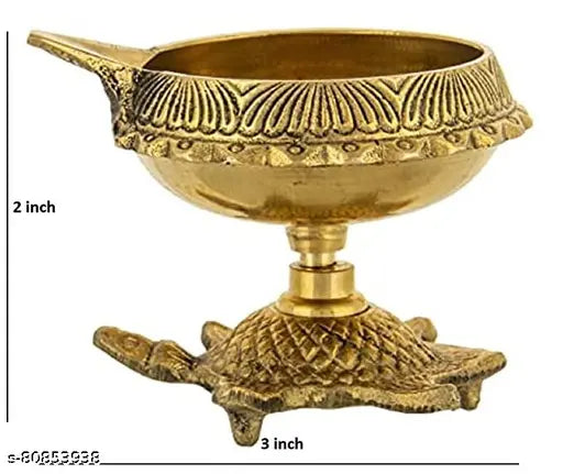 ANVI Decor Premium Brass Kuber Deep Kachua  / Oil Lamp/ Pooja DeepaK/ Size- Medium (Pack of 2)