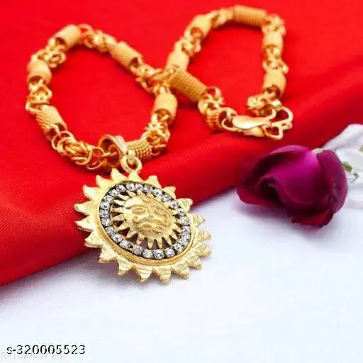 Fancy Men Gold Gold Plated Chain With Pendant (Pack-1)