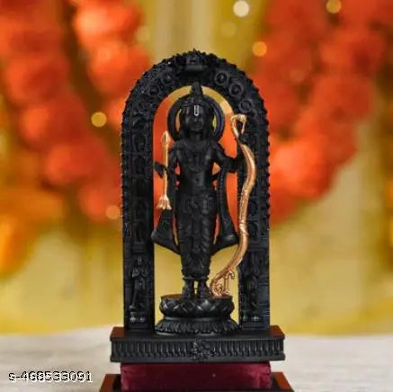 Ram Lalla Idol for Car Dashboard & Home Temple – Resin Murti (Black, 1 Pc)