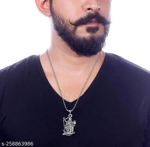 Silver Plated Vintage Look Maa kaali MATA Rani Maa Durga Chain Pendant Locket Necklace Spiritual Jewellery for Men and Women