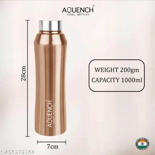 Aquench Best Selling Stainless Steel Water Bottle for Gym Office Sports Yoga Cycling Home & Kids Use 1ltr Bottle Fast Cooling( 1000 ML, Copper Color, Steel Cap)