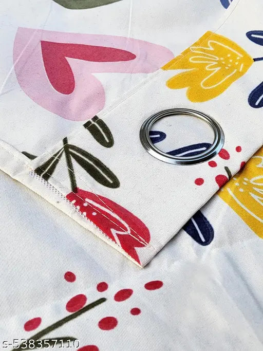 ANA Window Curtain 5 Feet Floral  Set of 2 Cotton Curtain for Windows Multicolor 2pcs