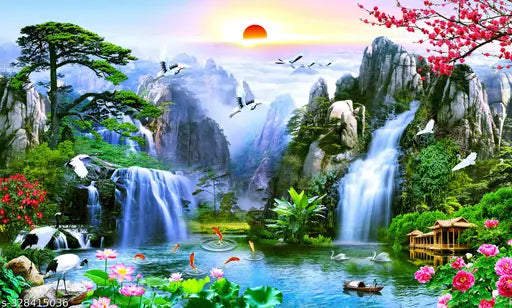 Ashtawalldecor Waterfall Poster For Livingroom Bedroom Home office Wall Decor (Size 24x36 Inch)