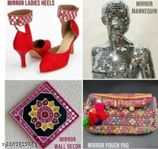 21 shape of mirror craft kit for jawellary macking kit or stationary use and also crafting work with uniqe 21 design total - 2100 pcs each shape 100 pcs.