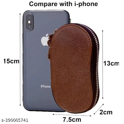 100% Genuine Leather Key Case Pouch | Key Holder for Men & Women (Set Of 1,Tan)