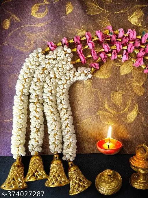 Bellu Handmade Decorative Mogra Bell Fluffy Artificial Creeper Bail Garland, Size 2.5 Feet Used for Home/Office ,Festival Christsmas Diwali Decoration,Pack of 4, (Pink)