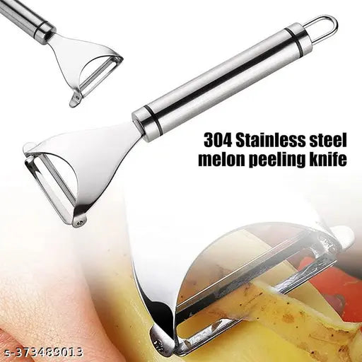 KAIVAL Manual Vegetable & Fruits Chopper Compact Plastic Chopper 450ml Dori Chopper With Stainless Steel, Vegetable Peeler, Cutter for Potato, Cucumber, Carrot, Slicer Fruit Peeler Grater, Y Shaped Peeler (Combo Pack)