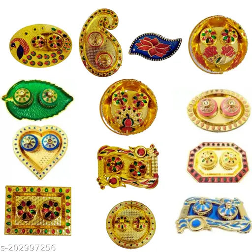 Set of 13 Haldi Kumkum Plates Holder For Return Gifts - Housewarming Gifts - Pooja Gifts - Mehendi Wedding Favors - Diwali Gifts For Guests - Roli Chawal Holder - Indian festival - Indian return gifts