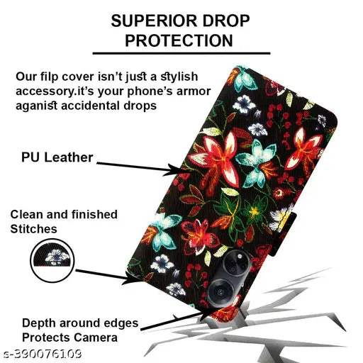 HANIRY Design flip cover for Redmi 13C 4G folding cover | MZB0FWBIN folding cover | flower design | Free Keychain | ND_03
