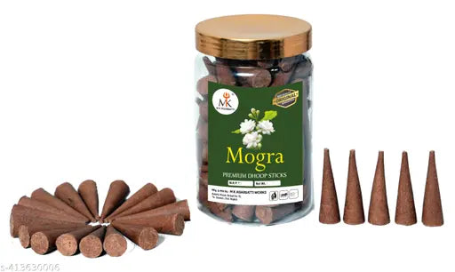 krishna Truly Organic Mogra Dhoop Cone 120 cones  Best for Pooja,Spa,Meditation and Home Fragnance (Pack of 1)