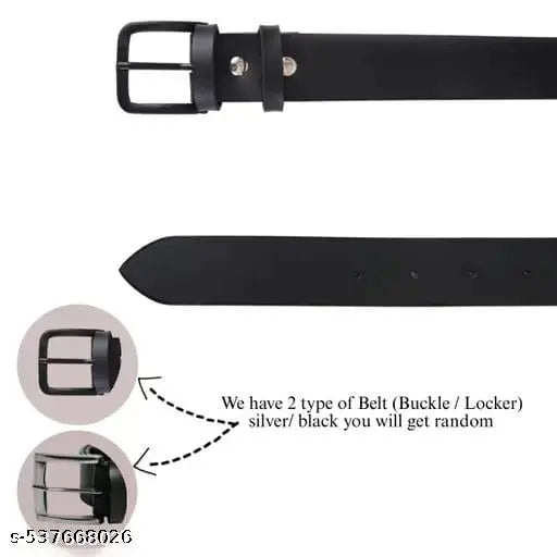 Black men/boys Leather casual unique stylish belt, purse/wallet, watch combo pack of 3 Pic's