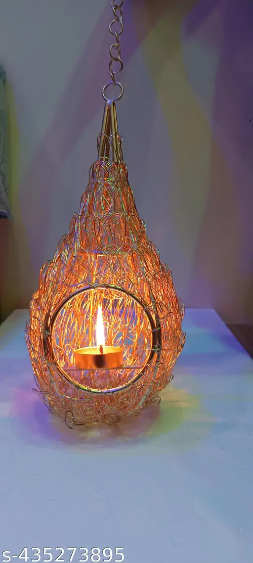 F N S Handicrafts Tealight Candle Holders Wall Hanging Gift Candle Lamp Tea Light Holder Candles Decorations Diwali Gifts Lights Home Decor Metal Bird cage Tea Light Holder