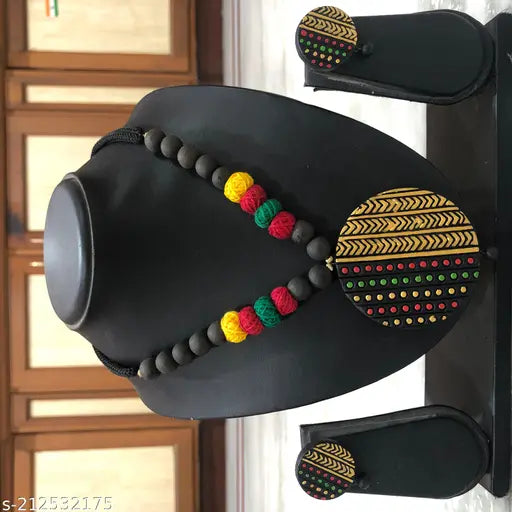 Handmade Terracotta(Clay Work) Pendent Jewellery Set