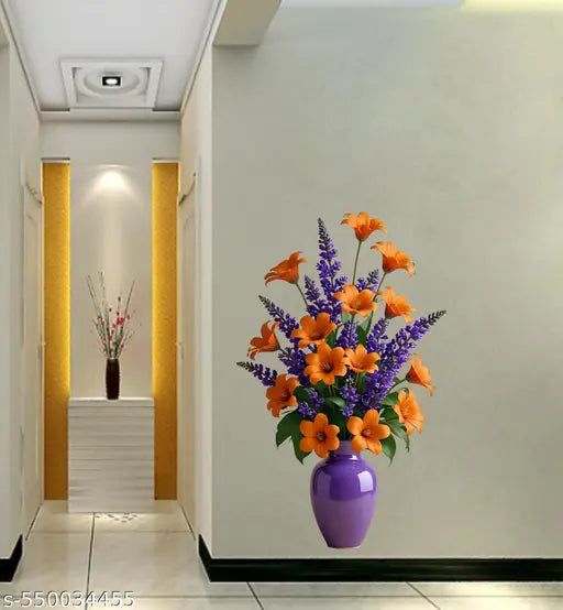 Krishna Sticker " Vintage Flower For Decoration " PVC Vinyl Wall Sticker (38 x 60 cms) - Material Vinyl