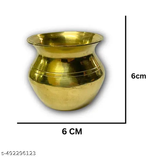 ELITETOUCH pure Brass Punchtantr Patra/Brass lota and Spoon,brass loti (golden)