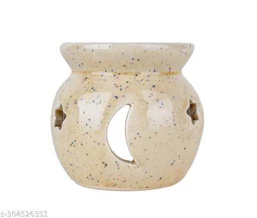 Asian Aura Aroma Oil Burner Candle Diffuser for Home Fragrance, with 2 T-Light & 2 10 ml Aroma Oil -Fragrance Lemon Grass & Lavender (Brown Diffuser Pot)