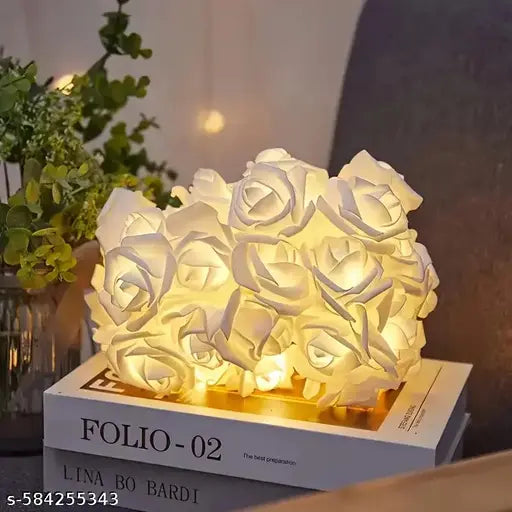 Sprqcart Pack of 1 White  Artificial Flower Rose Vine String Lights, Etectric Powered Rose Flower 7.5ft Garland Plant Fairy Light for Valentine's, Wedding Bedroom Party Garden Indoor Decoration White