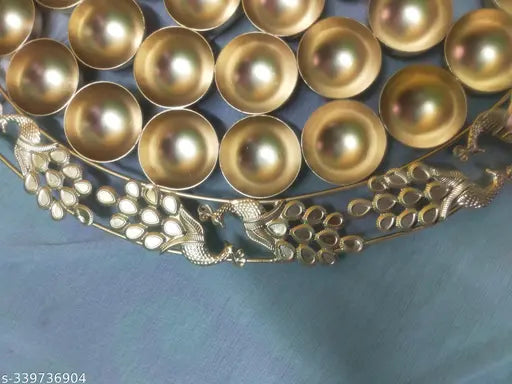 56 Bhog Thali For Offering Sweets To Diety Thali For Pooja Pooja Thali Set For Home Mandir Pooja thali New Peacock Design ( Size 20nch )