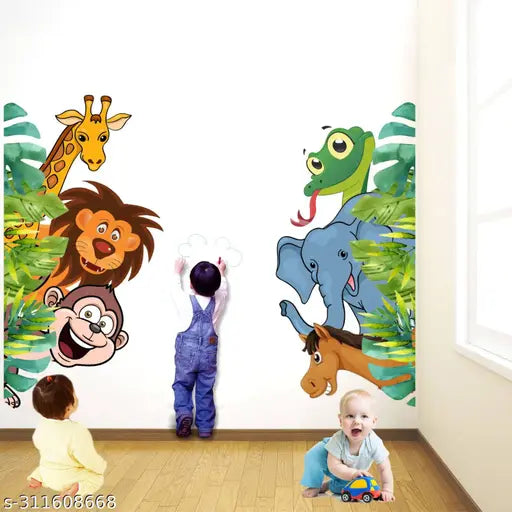 Sticker Yard Jungle Animals PVC Vinyl Wall Sticker Size 61X60CM