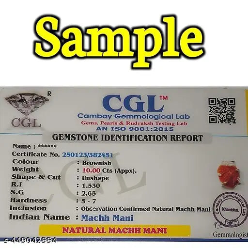 Lab Certified Natural Macch Mani Pendant machmani Stone, machhmanni Pendant - Fish Pearl Pendant, Spiritual Gifts For Protection