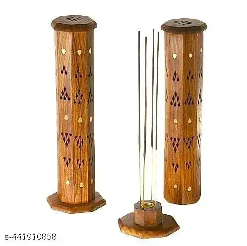 Wooden Incense Stick Holder Set of 2| Dhoopbatti Holder | Incense Burner Lobandan | Temple Decoration | Incense Stick Stand |Fragrance Stand Holder | Mandir Item | Agarbatti Stand