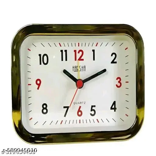 ALARM CLOCK ANALOG MINI TABLE CLOCK, SMALL TIMEPIECE FOR BEDROOM AND KITCHEN (COMBINATION OF BLACK & GOLDEN)